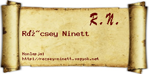 Récsey Ninett névjegykártya